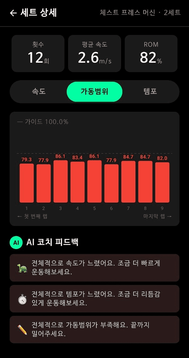 속도·ROM 데이터 분석 및 AI 피드백